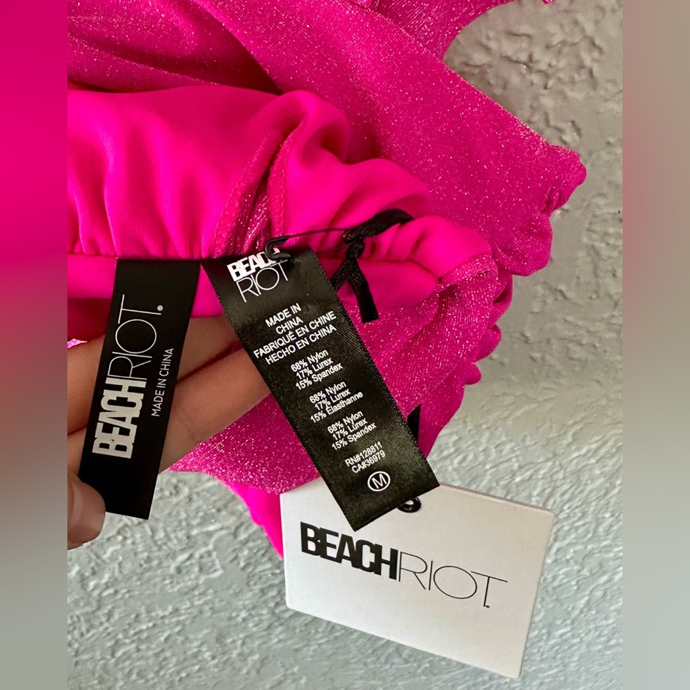 Beach Riot Hot Pink Ruffle Strap Bikini Top - Picture 3 of 6